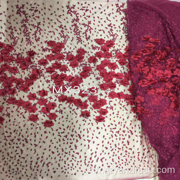 Tissu coloré de broderie de fleurs 3D pour la robe